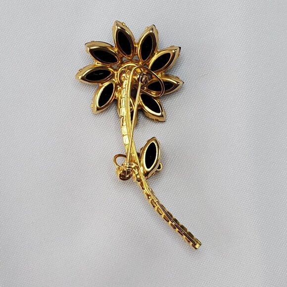 Juliana D&E Brooch Jet Black AB Flower Vintage Delizza Elster Designer Jewelry - Picture 11 of 16